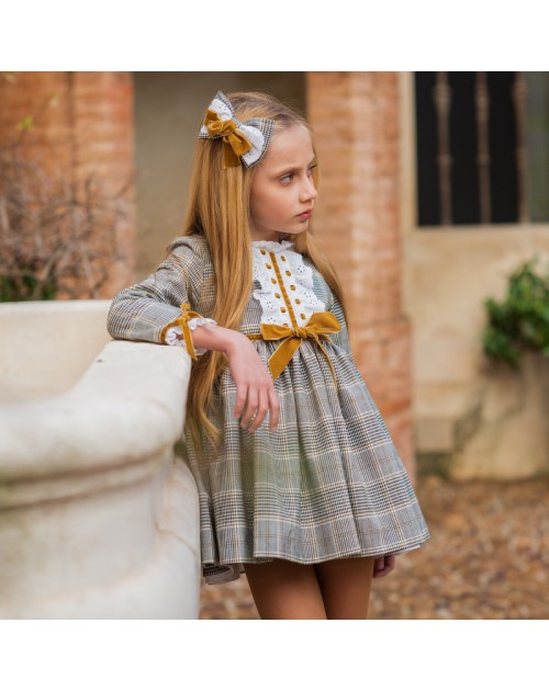 Vestido Talle Alto Cuadritos Grises